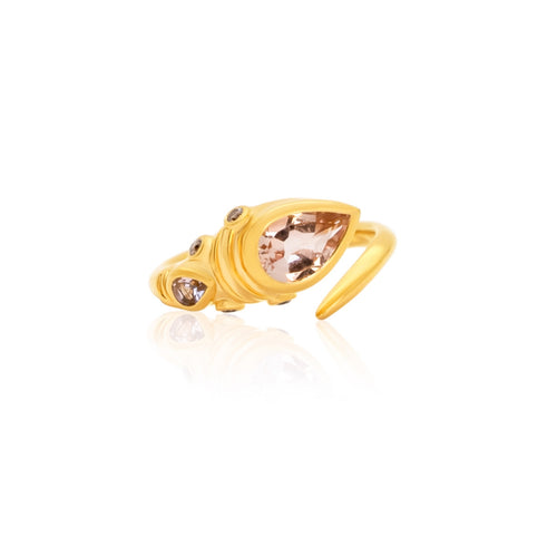 Morganite & Champagne Diamond Spear Ring