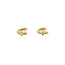 Green Amethyst & Champagne Diamond Cats Eye Huggies