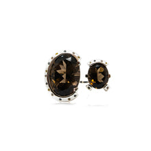 Leopard Print Cocktail Duo Ring | Smokey Quartz and Mixed Diamond