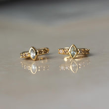 Green Amethyst & Champagne Diamond Cats Eye Huggies
