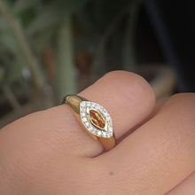 Dainty Citrine & Diamond Cats Eye Ring