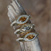 Dainty Citrine & Diamond Cats Eye Ring