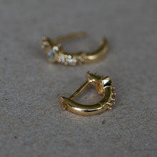 Green Amethyst & Champagne Diamond Cats Eye Huggies